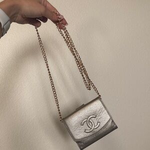 CHANEL Caviar Skin CoCo Mark Bifold Wallet Purse